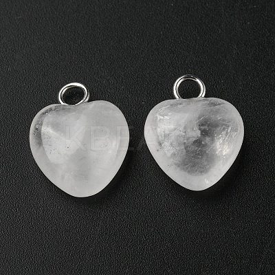 Natural Quartz Crystal Heart Charms G-G998-B01-1
