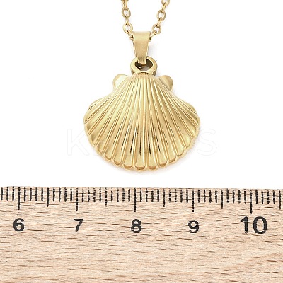Shell Shape 304 Stainless Steel Pendant Necklaces NJEW-M096-20G-1