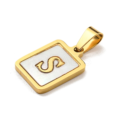 PVD Vacuum Plating 304 Stainless Steel Pave Natural White Shell Pendants LS-STAS-S130-03G-S-1