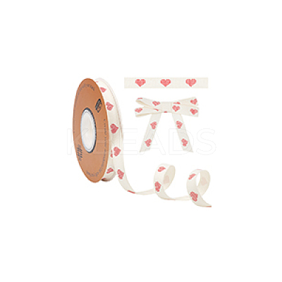 30 Yards Cotton Heart Word Printed Ribbon OCOR-WH0086-87F-1