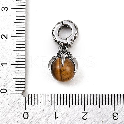 Dragon Claw 316 Surgical Stainless Steel & Round Natural Tiger Eye Pendant Decoration STAS-Z165-07AS-01-1