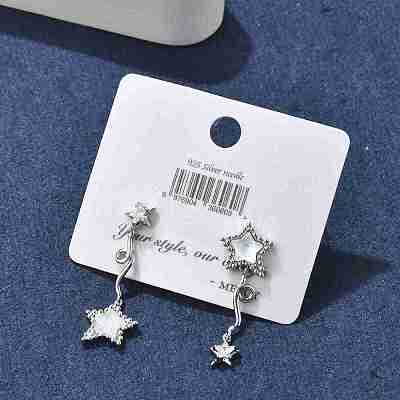 Star Brass Clear Cubic Zirconia Stud Earrings EJEW-D301-01P-1