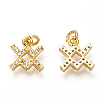 Brass Micro Pave Clear Cubic Zirconia Pendants X-ZIRC-P081-G01-RS-1