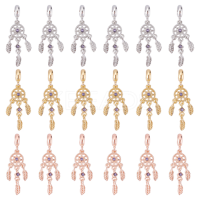 18Pcs 3 Colors Rack Plating Alloy European Dangle Charms FIND-DC0001-25-1