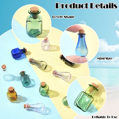 18Pcs 18 Styles Glass Cork Bottles Ornament AJEW-YW0001-52-1