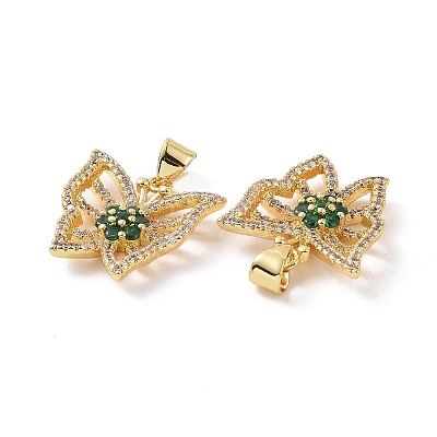 Brass Micro Pave Cubic Zirconia Pendants ZIRC-I063-44G-01-1