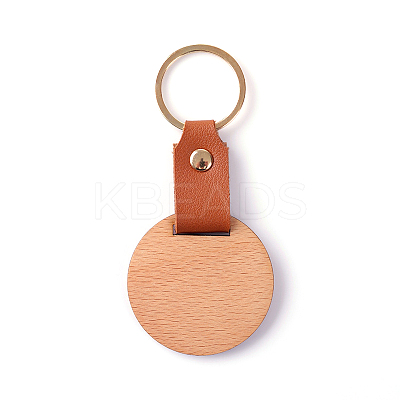 Wooden & Imitation Leather Pendant Keychain PW23041893973-1