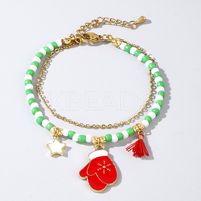 Christmas Glass Multi-Strand Bracelets LS0515-4-1
