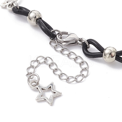 Alloy & Silicone Link Chain Bracelets BJEW-JB09984-02-1