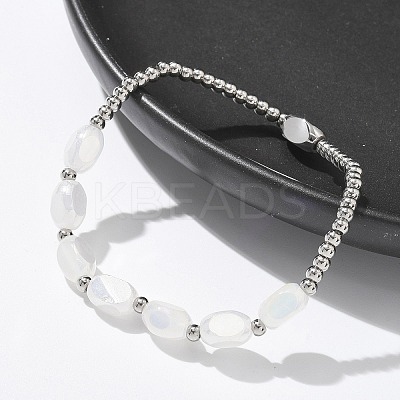 304 Stainless Steel Beads Stretch Breacelets for Women BJEW-M054-01P-01-1