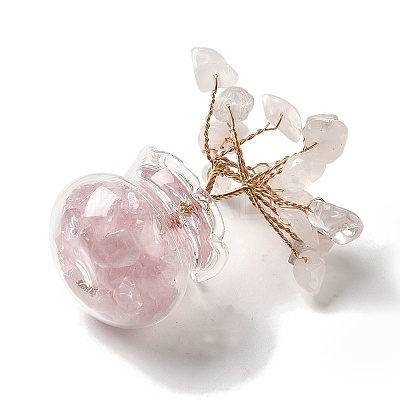 Natural Rose Quartz Chips Tree Decorations DJEW-Z007-02A-1