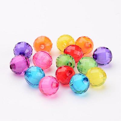 Mixed Color Transparent Acrylic Faceted Round Beads X-TACR-S086-12mm-M-1