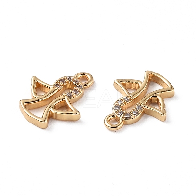 Brass Micro Pave Clear Cubic Zirconia Charms KK-E068-VF260-1