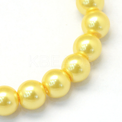 Baking Paint Pearlized Glass Pearl Round Bead Strands LS-HY-Q003-6mm-67-1