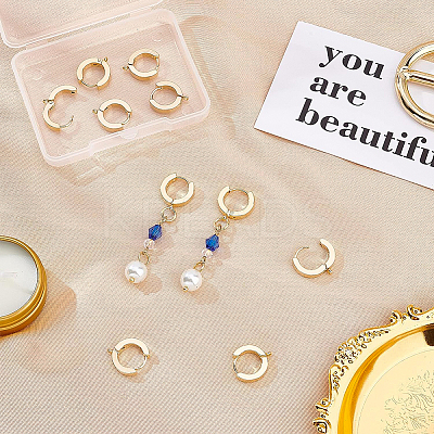 10Pcs 201 Stainless Steel Huggie Hoop Earrings Findings STAS-BC0002-45-1
