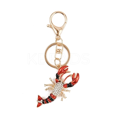 Lobster Alloy Rhinestone Pendant Decoration Keychains KEYC-B019-04-1