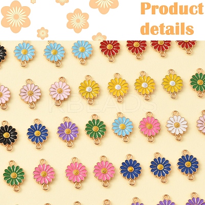 40Pcs 10 Colors Zinc Alloy Enamel Sunflower Connector Charms ENAM-FS0002-43-1