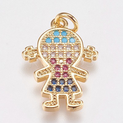 Brass Micro Pave Cubic Zirconia Pendants KK-I614-062G-1
