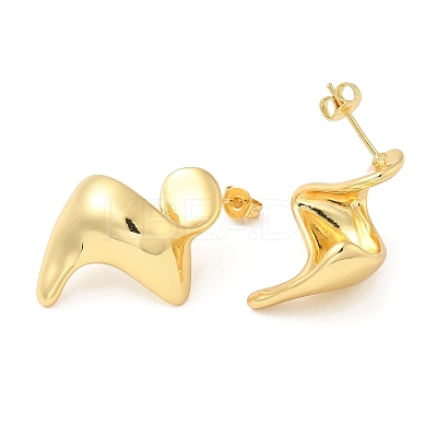 Rack Plating Brass Twist Stud Earrings for Women EJEW-D068-03G-1