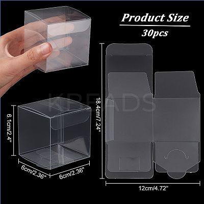30Pcs Square Transparent Plastic PVC Box Gift Packaging CON-NB0002-17-1