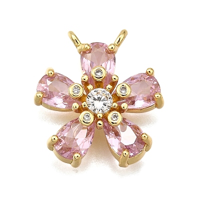Rack Plating Brass Micro Pave Cubic Zirconia Pendants KK-K401-55G-1