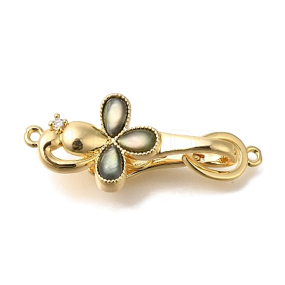Brass Black Lip Shell Fold Over Clasps KK-K389-135G-1