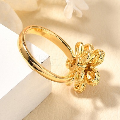 Flower Rotatable Finger Ring for Women RJEW-U035-01G-04-1