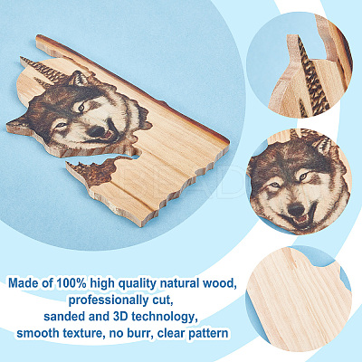 Wood Animal Hanging Ornaments HJEW-WH0053-08F-1