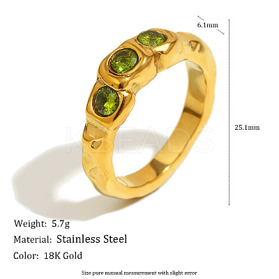 316L Surgical Stainless Steel Pave Cubic Zirconia Finger Rings WGCD260-03-1