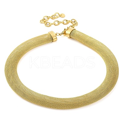304 Stainless Steel Mesh Chain Choker Necklaces for Women NJEW-U012-03G-01-1