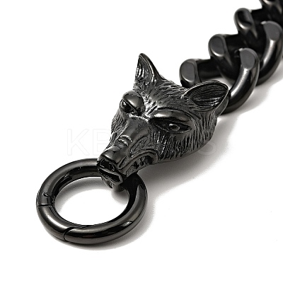 304 Stainless Steel Curb Chain Bracelet with Wolf Clasp for Men Women BJEW-E009-17EB-1