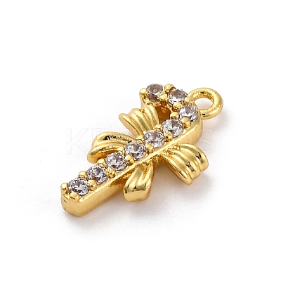Christmas Series Brass Micro Pave Cubic Zirconia Pendants KK-Q010-01G-02-1