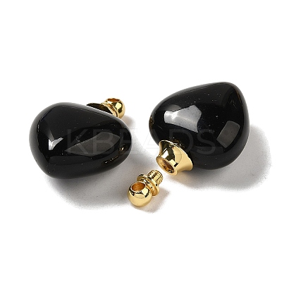 Natural Obsidian Perfume Bottle Pendants G-Z039-03G-04-1