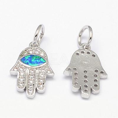 Brass Micro Pave Cubic Zirconia Charms ZIRC-G062-02P-1