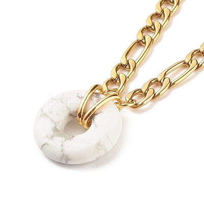 Natural Howlite Donut Pendant Necklace NJEW-JN03815-05-1