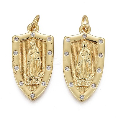Brass Micro Pave Clear Cubic Zirconia Pendants KK-F821-17-1