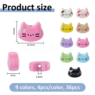 36Pcs 9 Colors Spray Printed Alloy Beads FIND-FH0017-24-1
