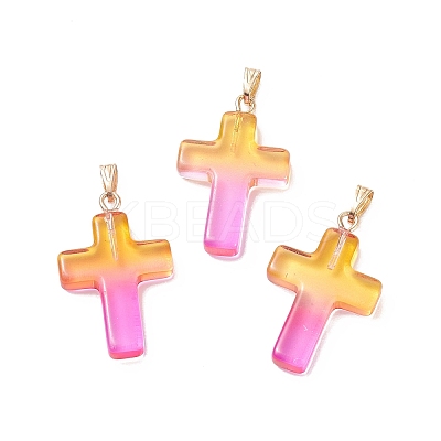 Two Tone Transparent Glass Pendants GLAA-A004-02B-1