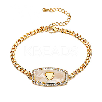 Brass Micro Pave Cubic Zirconia Link Bracelets PW-WG51589-01-1