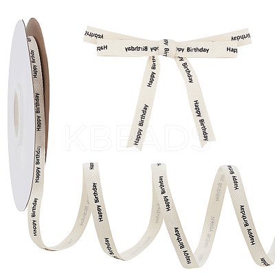 20M Cotton Happy Birthday Printed Ribbons SRIB-WH0001-03-1