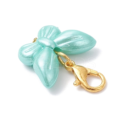 Opaque Acrylic Imitation Pearl Butterfly Pendant Decorations HJEW-JM03919-02-1