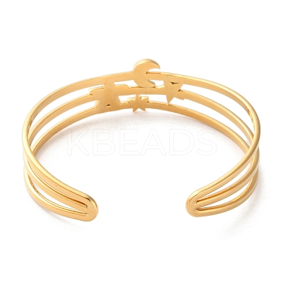 304 Stainless Steel Cuff Bangles for Women BJEW-K263-05G-01-1
