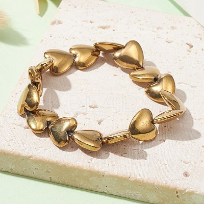 Synthetic Non-magnetic Hematite Heart Beaded Stretch Bracelet BJEW-JB09479-01-1