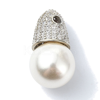 Rack Plating Brass Pave Clear Cubic Zirconia Beads KK-M282-38P-1