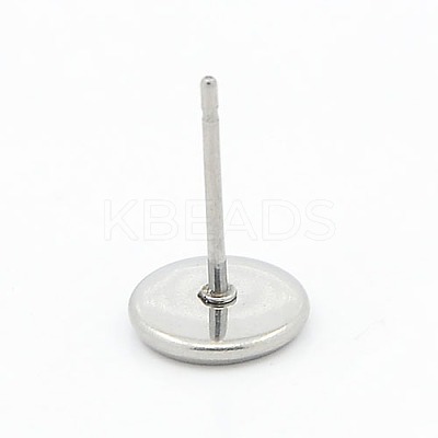Tarnish Resistant 304 Stainless Steel Flat Round Stud Earring Settings X-STAS-I017-04-1