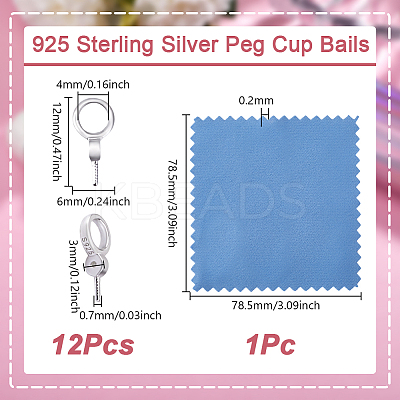 12Pcs 925 Sterling Silver Screw Eye Peg Bails STER-GO0001-54-1