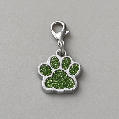 Zinc Alloy Enamel Glitter Powder Pendant Decoration HJEW-WH0001-14P-04-1
