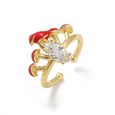 Brass Micro Pave Cubic Zirconia Cuff Rings for Women RJEW-F182-07G-1