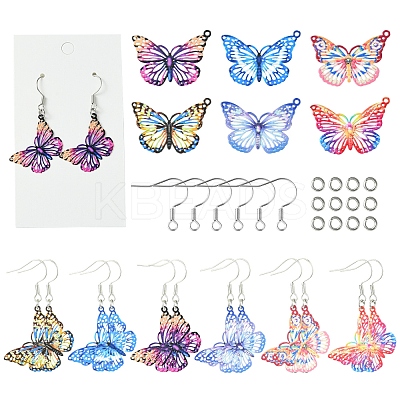DIY Butterfly 430 Stainless Steel Etched Metal Embellishments Dangle Earring Jewelry Making Kits DIY-FS0007-46-1