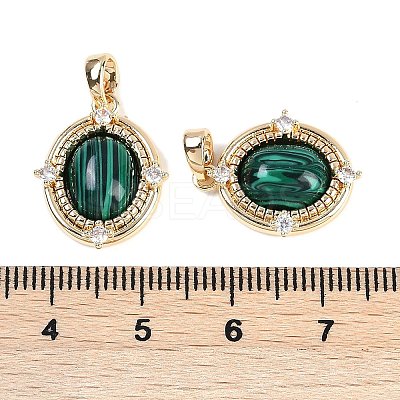 Synthetic Malachite Oval Pendants KK-U043-44G-A-1